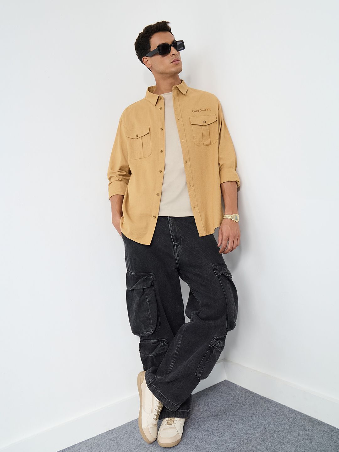 Cotton Linen Utility: Tan Cotton Linen Shirts