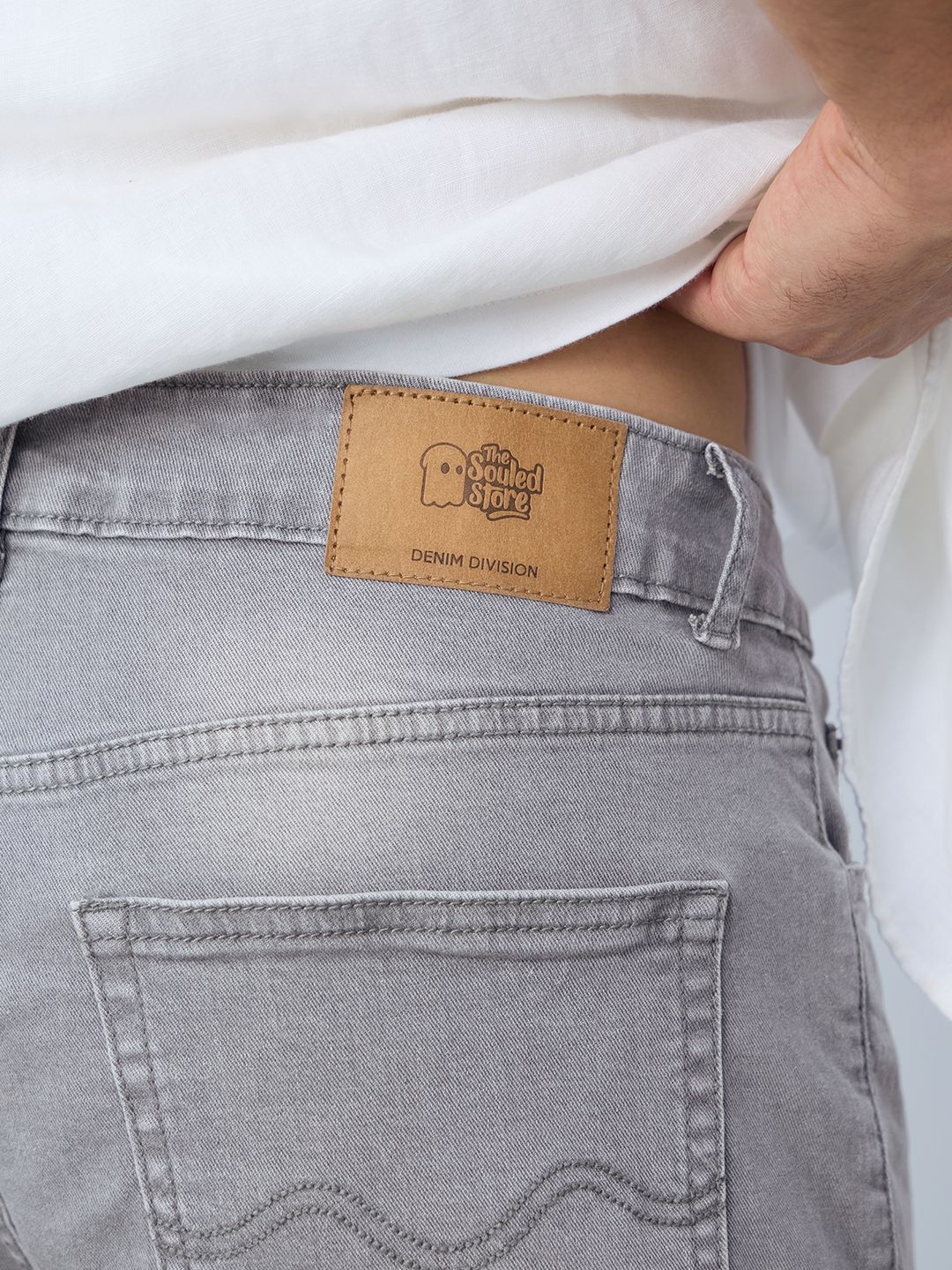 Denim Shorts: Gunmetal Men Denim Shorts
