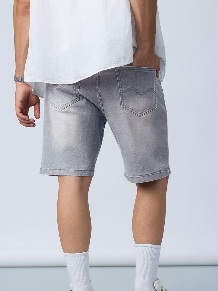 Denim Shorts: Gunmetal Men Denim Shorts
