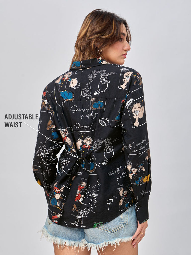 Back Tie Up Shirt: Popeye Women Regular Shirts