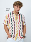 Open-Knit Shirt: Tropical Stripes Men Textured Shirts