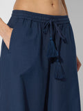 Cotton Linen Pant: Rich Navy Women Wide Pants