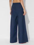 Cotton Linen Pant: Rich Navy Women Wide Pants