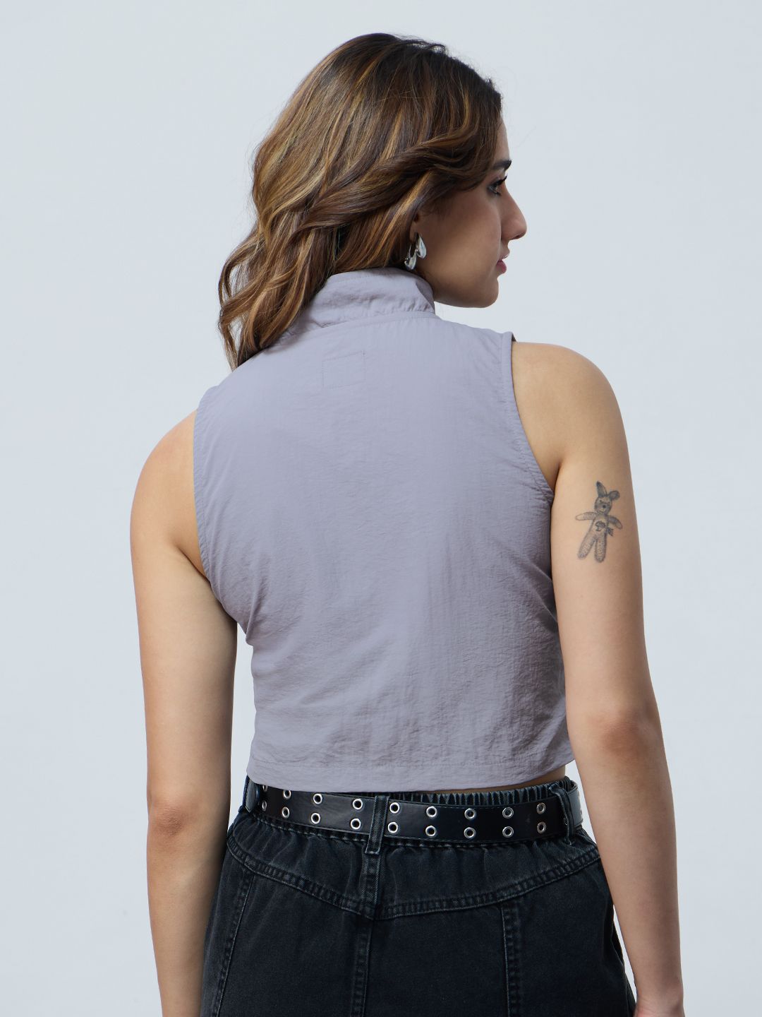 Zipper Top: Light Grey Women Fashion Tops