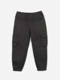 Solids: Charcoal Black Boys Cargo Joggers (2-8 Yrs)