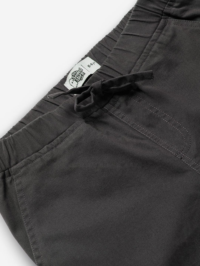 Solids: Charcoal Black Boys Cargo Joggers (2-8 Yrs)