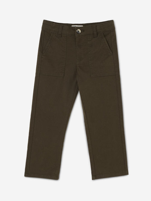 Solids: Griffin Green Boys Cotton Trousers (2-8 Yrs)