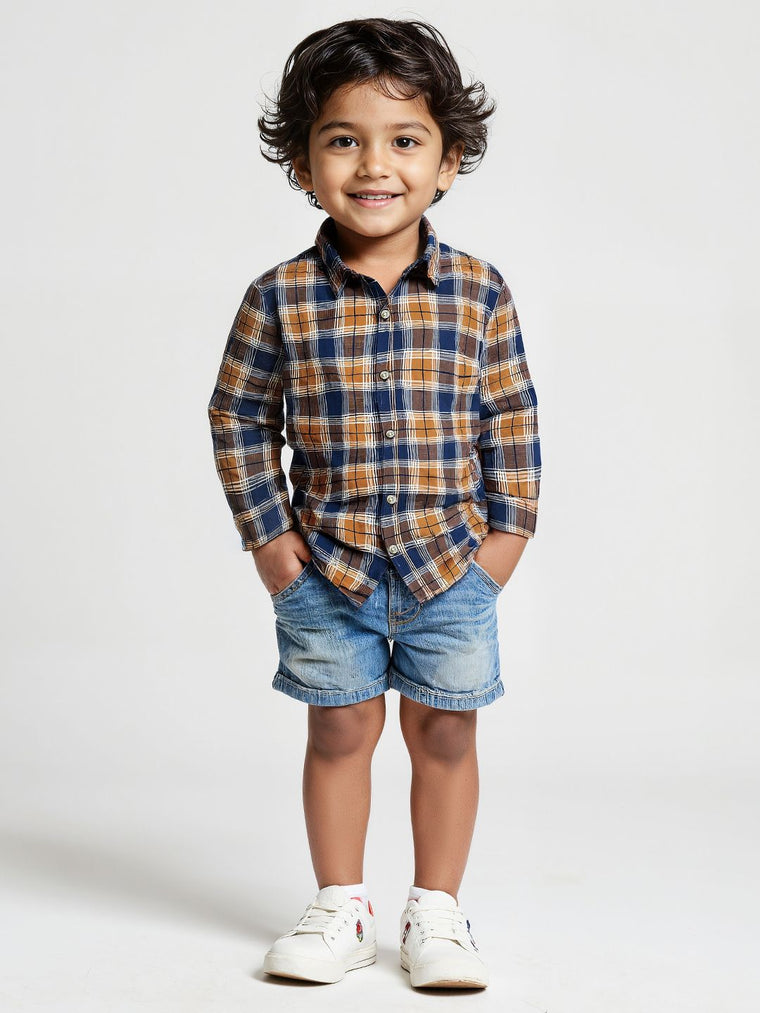 TSS Originals: Sunset Orange Boys Cotton Shirts (2-8 Yrs)