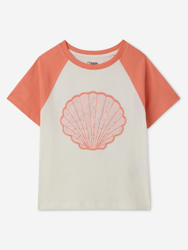 Beaded T-Shirt: Miss Sunshine Girls Cotton T-Shirts (2-8 Yrs)