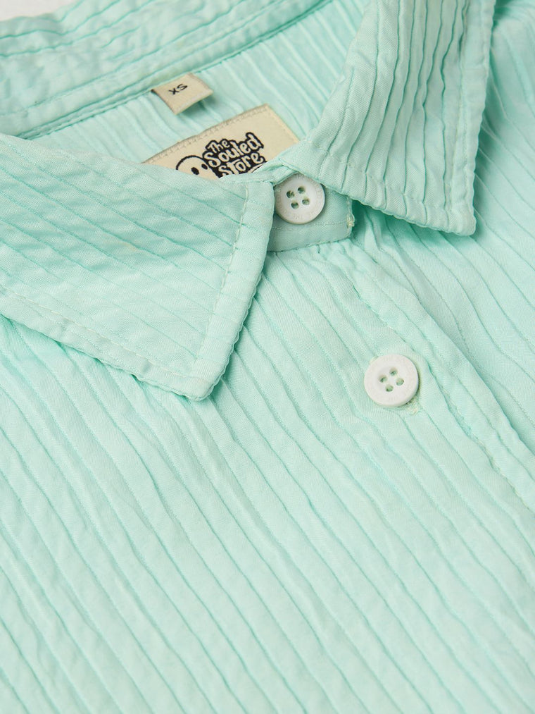 Textured Shirt: Aqua Women Oversized Shirts