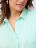 Textured Shirt: Aqua Women Oversized Shirts