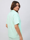 Textured Shirt: Aqua Women Oversized Shirts