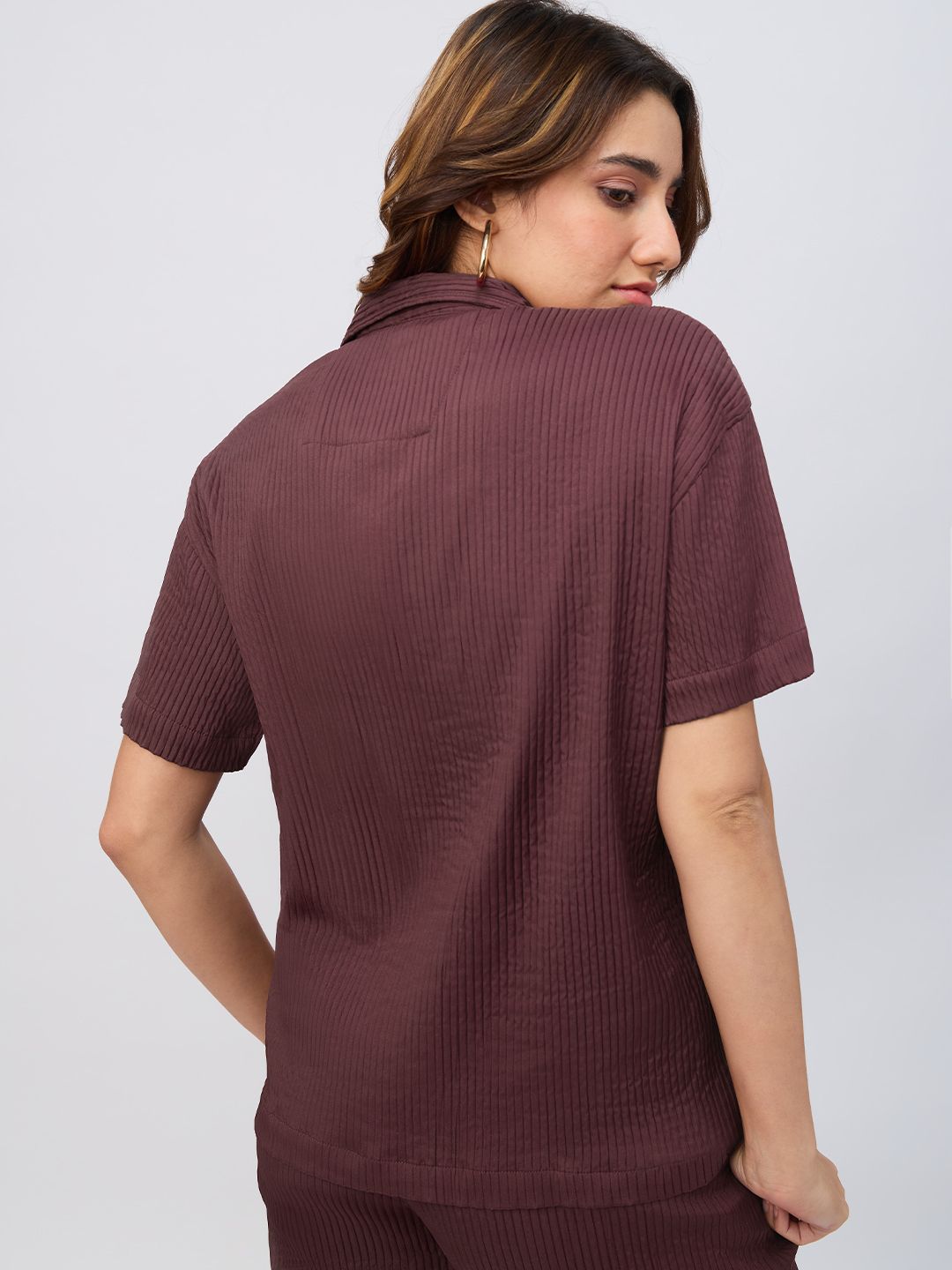 Textured Shirt: Deep Ember Women Oversized Shirts