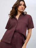Textured Shirt: Deep Ember Women Oversized Shirts