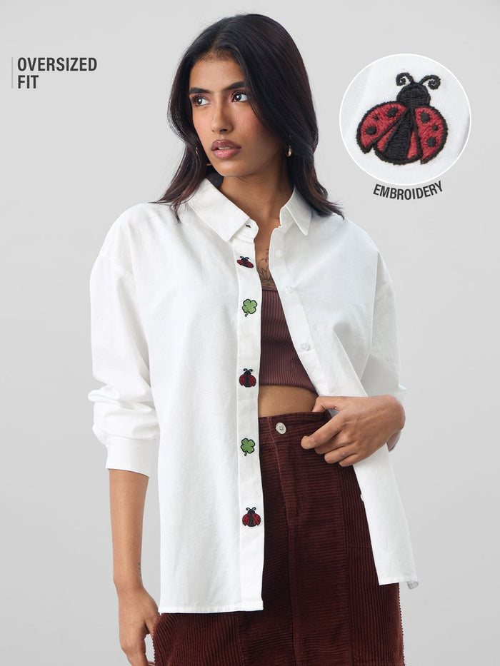 Cotton Linen Shirt: Lady Luck Women Oversized Shirts