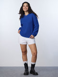 Knitted Sweater: Royal Blue Women Oversized Sweaters