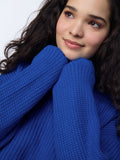 Knitted Sweater: Royal Blue Women Oversized Sweaters