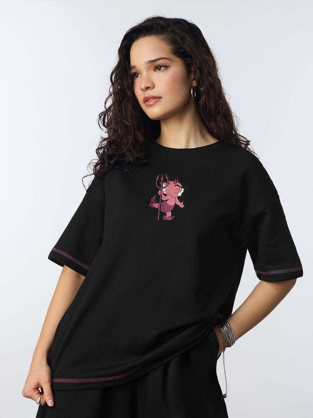 Textured T-shirt: Tom The Devil Women Oversized T-Shirts