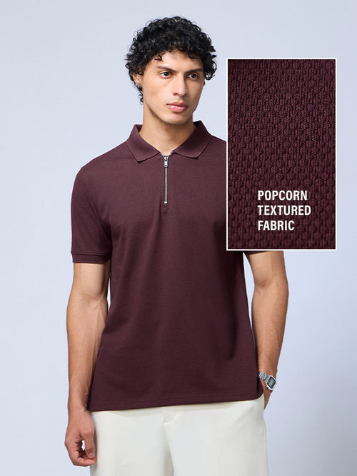 Popcorn: Maroon Zipper Polos