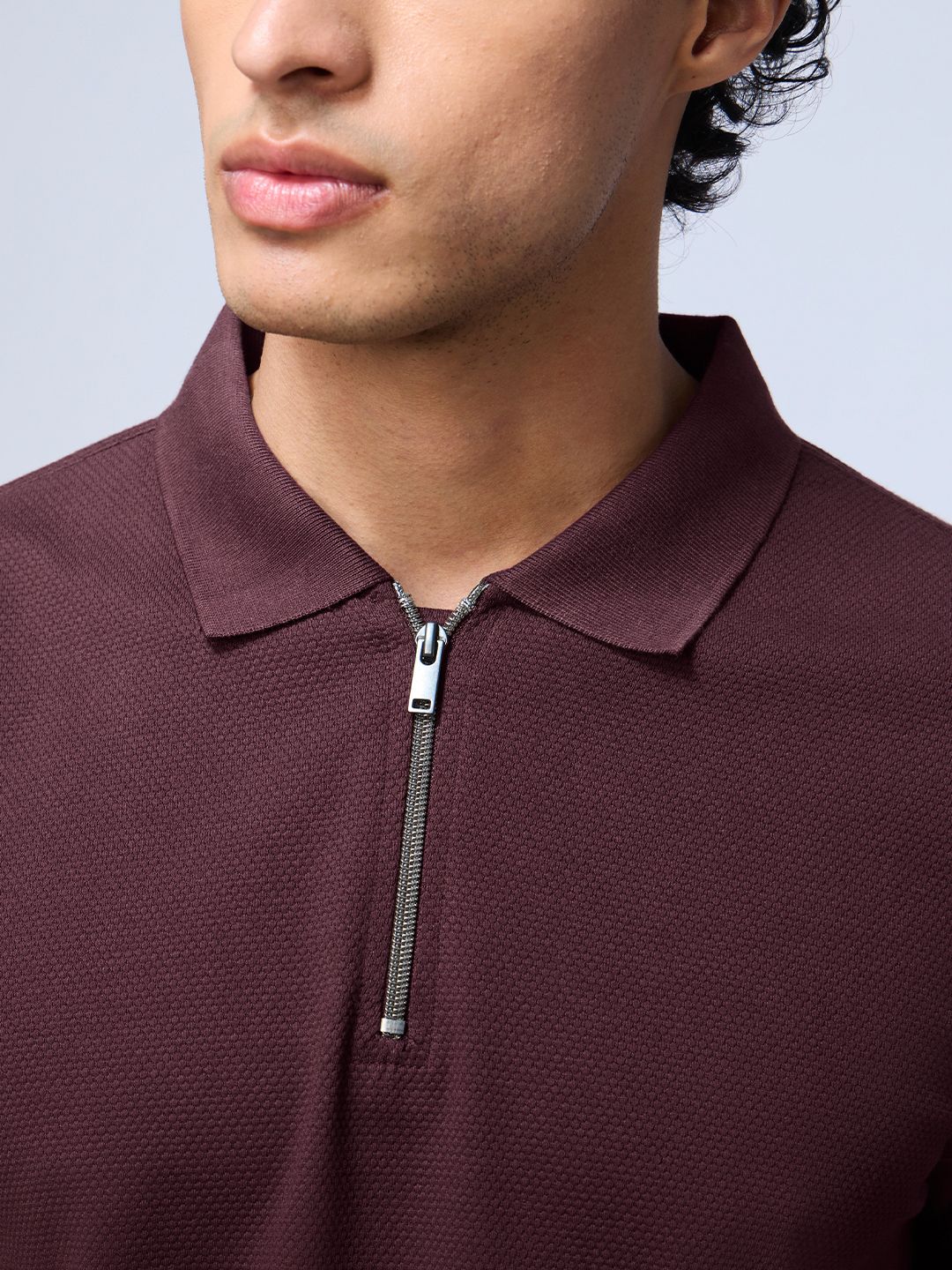 Popcorn: Maroon Zipper Polos