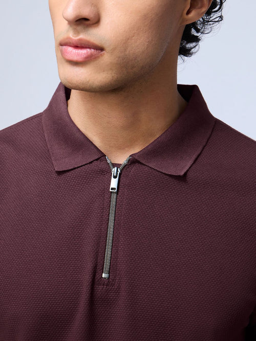 Popcorn: Maroon Zipper Polos