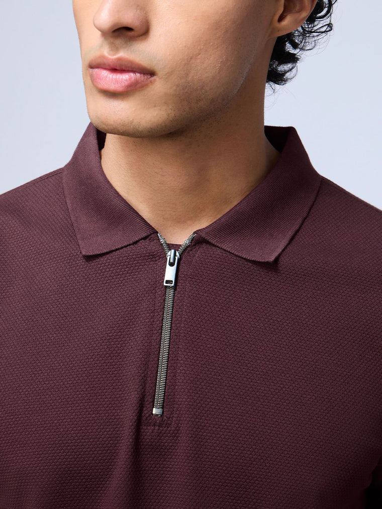 Popcorn: Maroon Zipper Polos