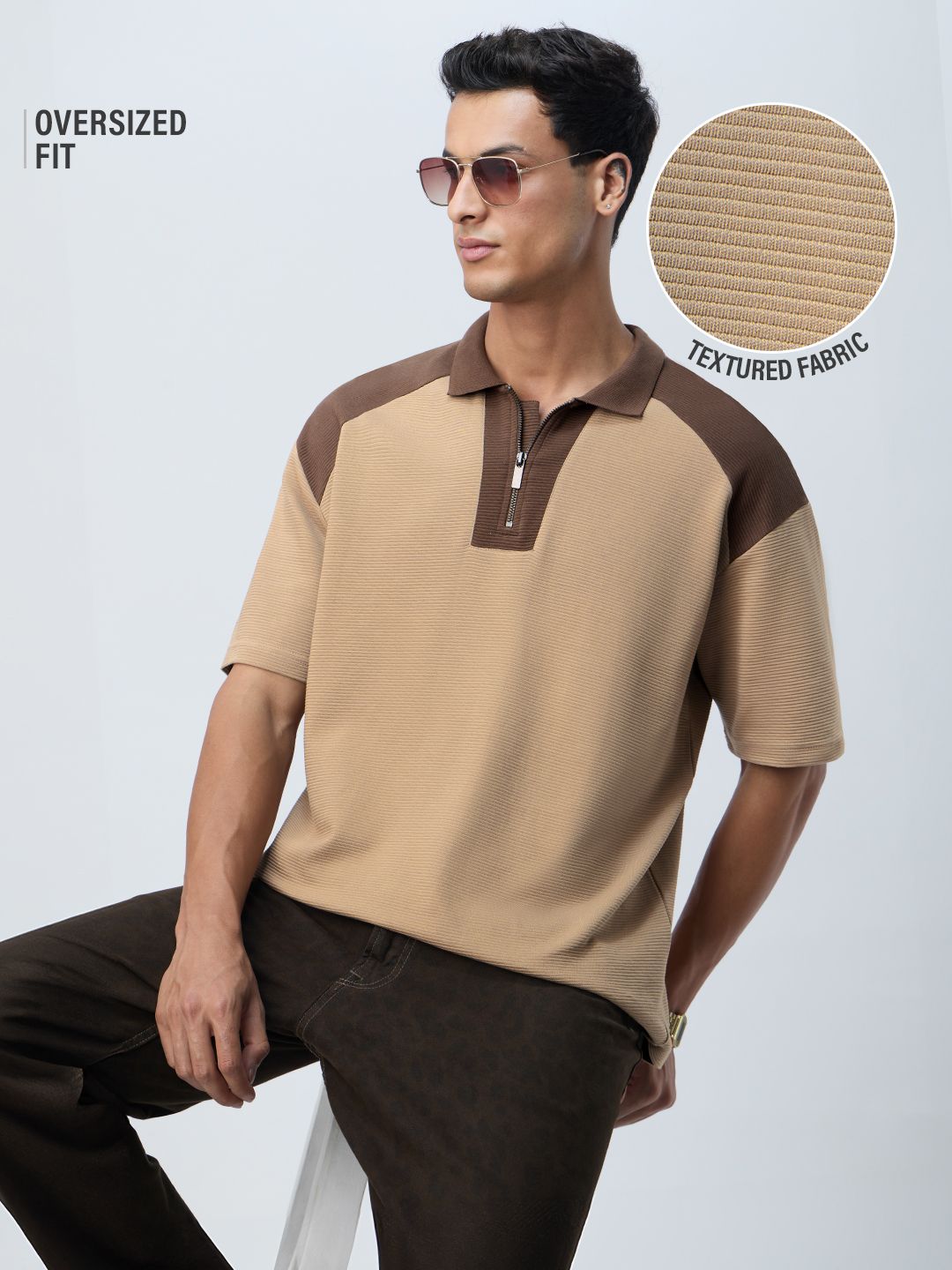 Ottoman Colourblock: Sepia Zipper Polos