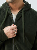 Corduroy Hoodie: Olive Men Oversized Hoodies