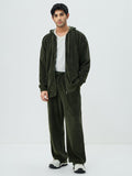 Corduroy Hoodie: Olive Men Oversized Hoodies
