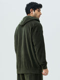 Corduroy Hoodie: Olive Men Oversized Hoodies