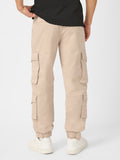 Solids: Champagne Beige Men Cargo Joggers