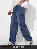 Denim: Blue Wash (Baggy Fit) Men Cargo Jeans