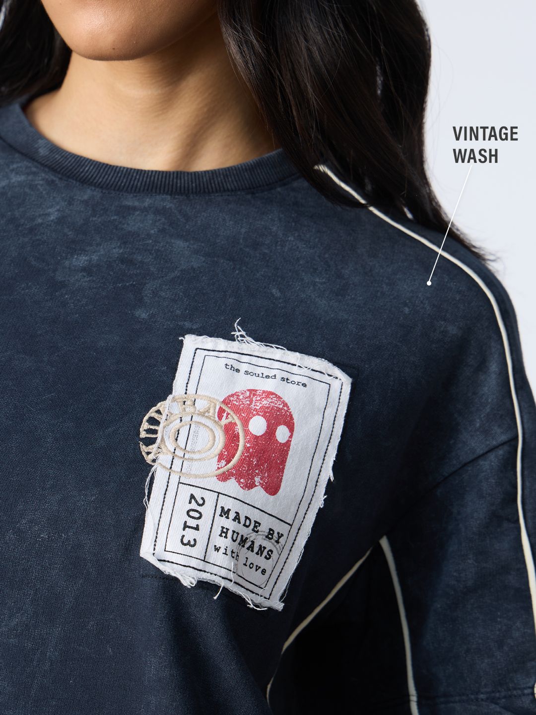 Souled Originals: Washed Navy Women Oversized T-Shirts
