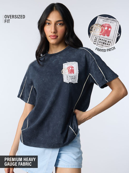 Souled Originals: Washed Navy Women Oversized T-Shirts