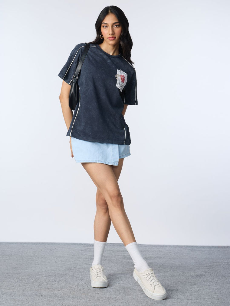 Souled Originals: Washed Navy Women Oversized T-Shirts