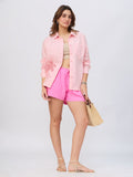 Cotton Linen Shirt: Flamingo Women Oversized Shirts