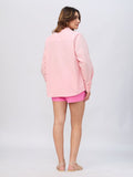 Cotton Linen Shirt: Flamingo Women Oversized Shirts