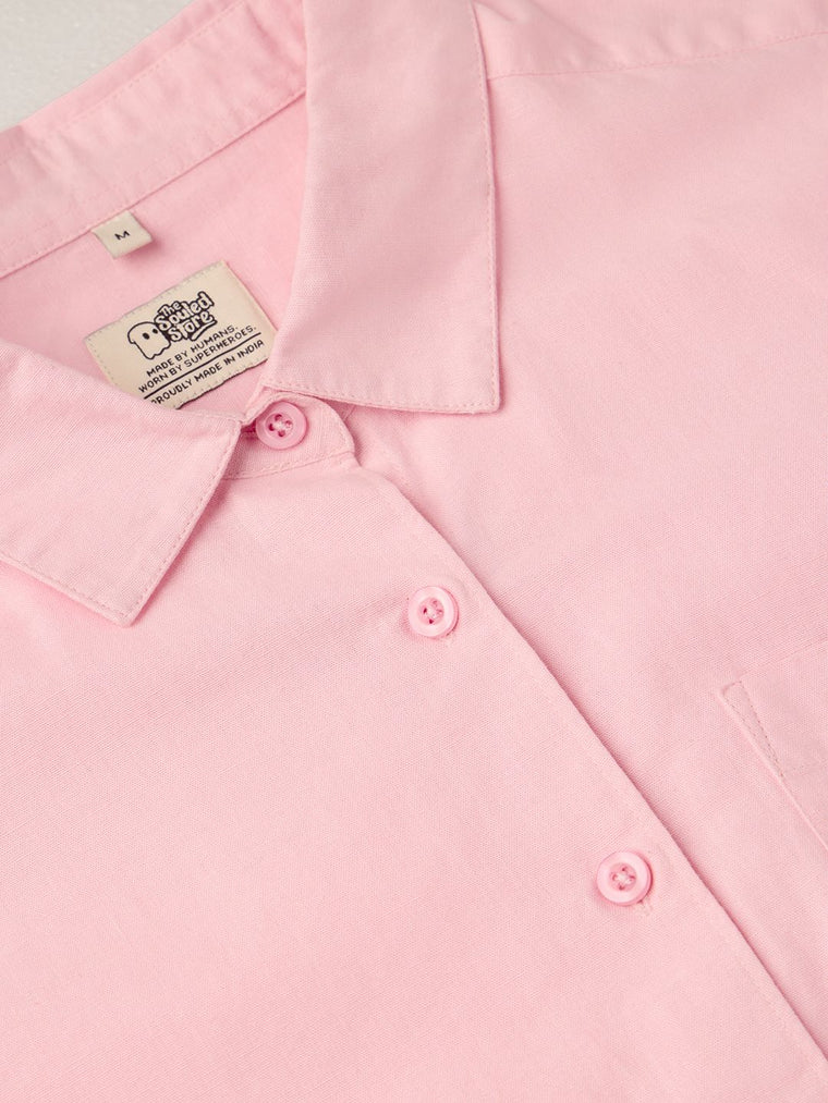 Cotton Linen Shirt: Flamingo Women Oversized Shirts