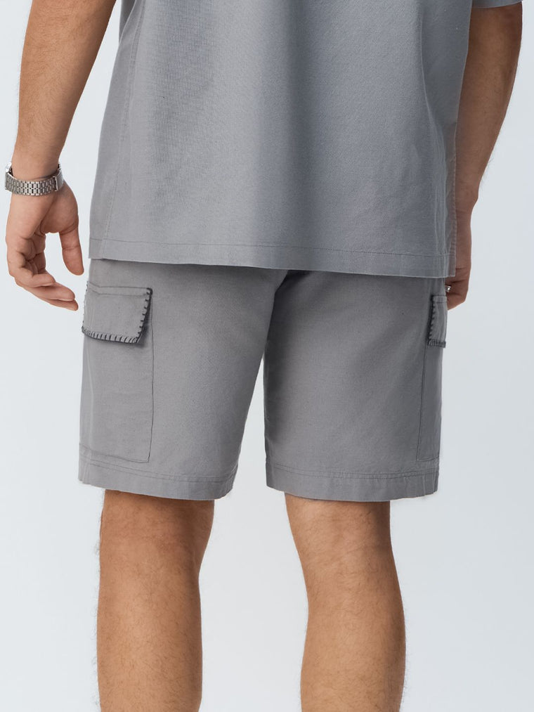Cotton Linen Shorts: Grey Mist Men Bermuda Shorts