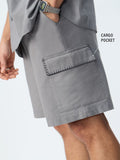 Cotton Linen Shorts: Grey Mist Men Bermuda Shorts