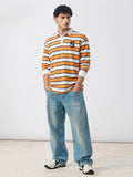 Popcorn Stripes: Varsity Blaze Men Rugby Polos