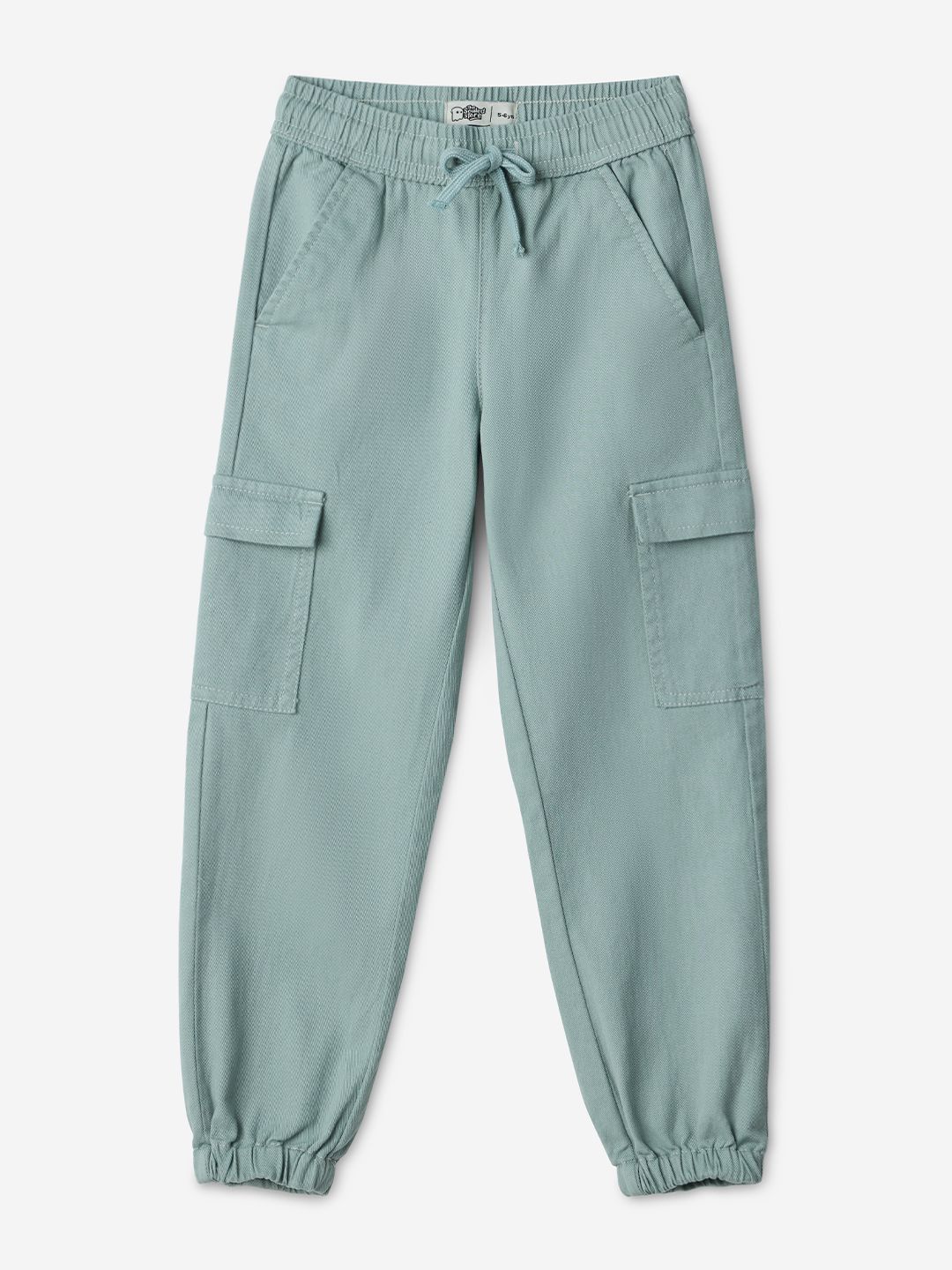 Solids: Sage Green Boys Cargo Joggers (2-8 Yrs)