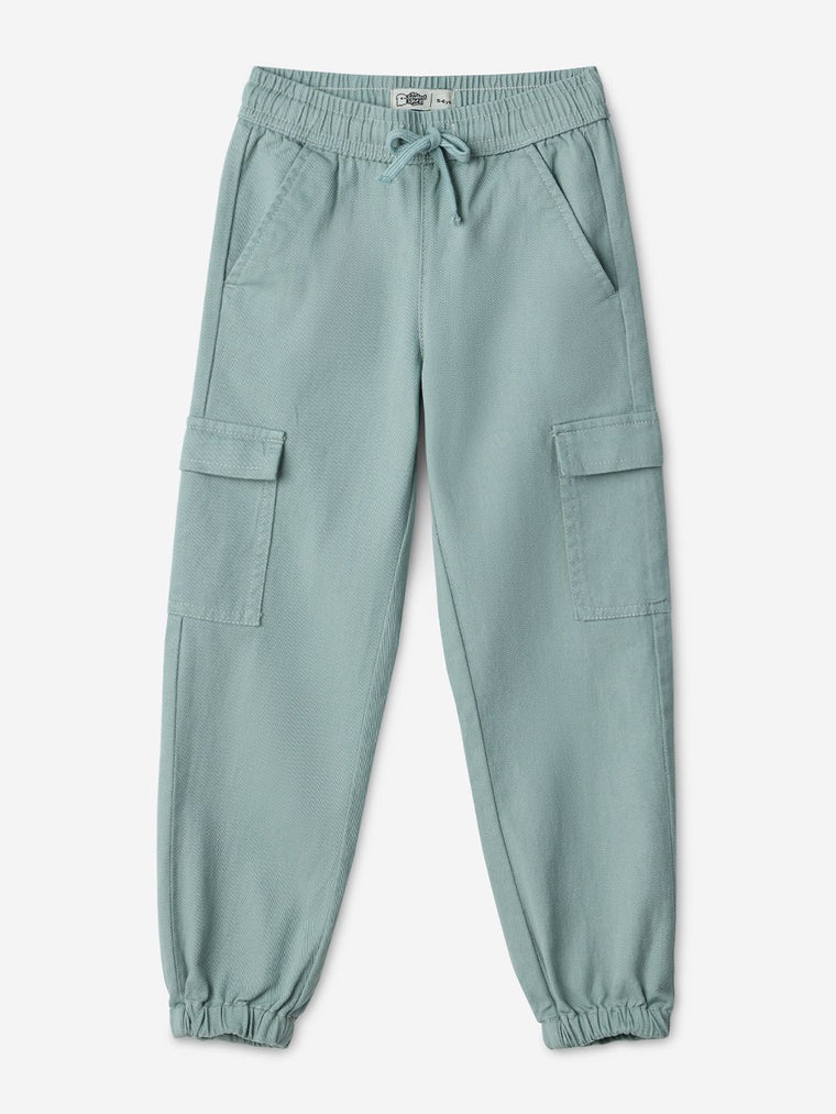 Solids: Sage Green Boys Cargo Joggers (2-8 Yrs)