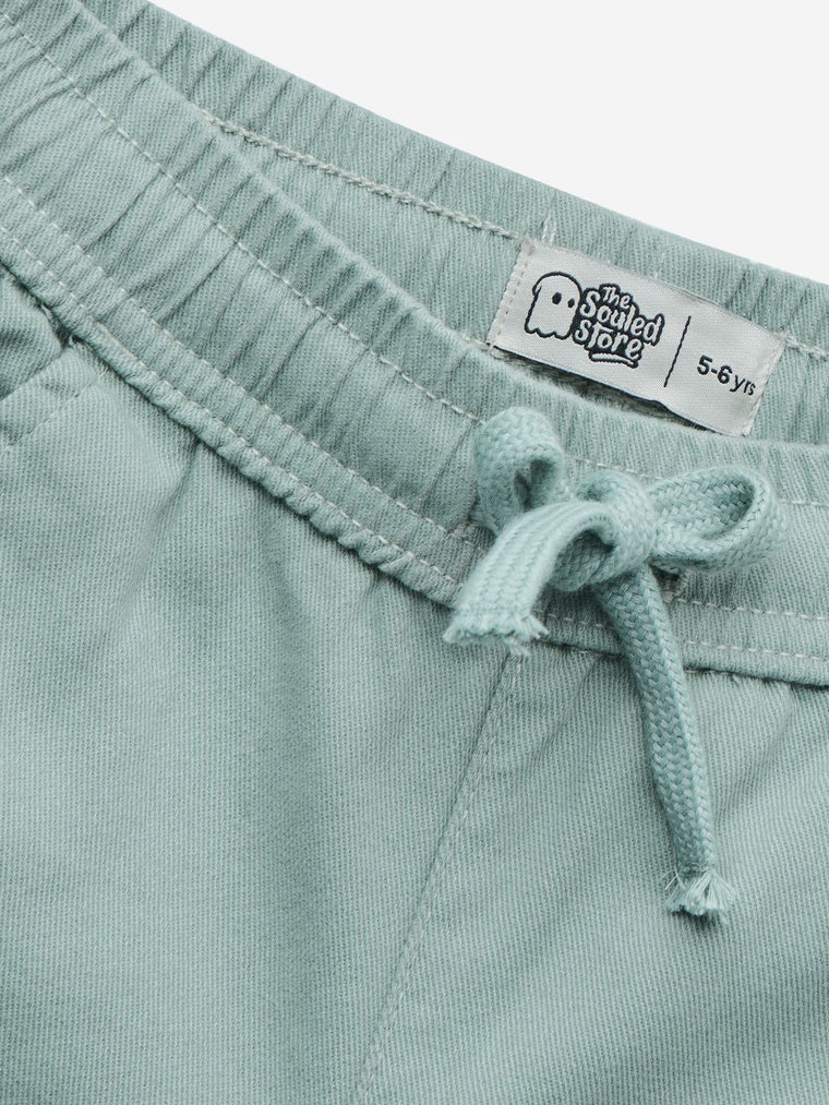 Solids: Sage Green Boys Cargo Joggers (2-8 Yrs)