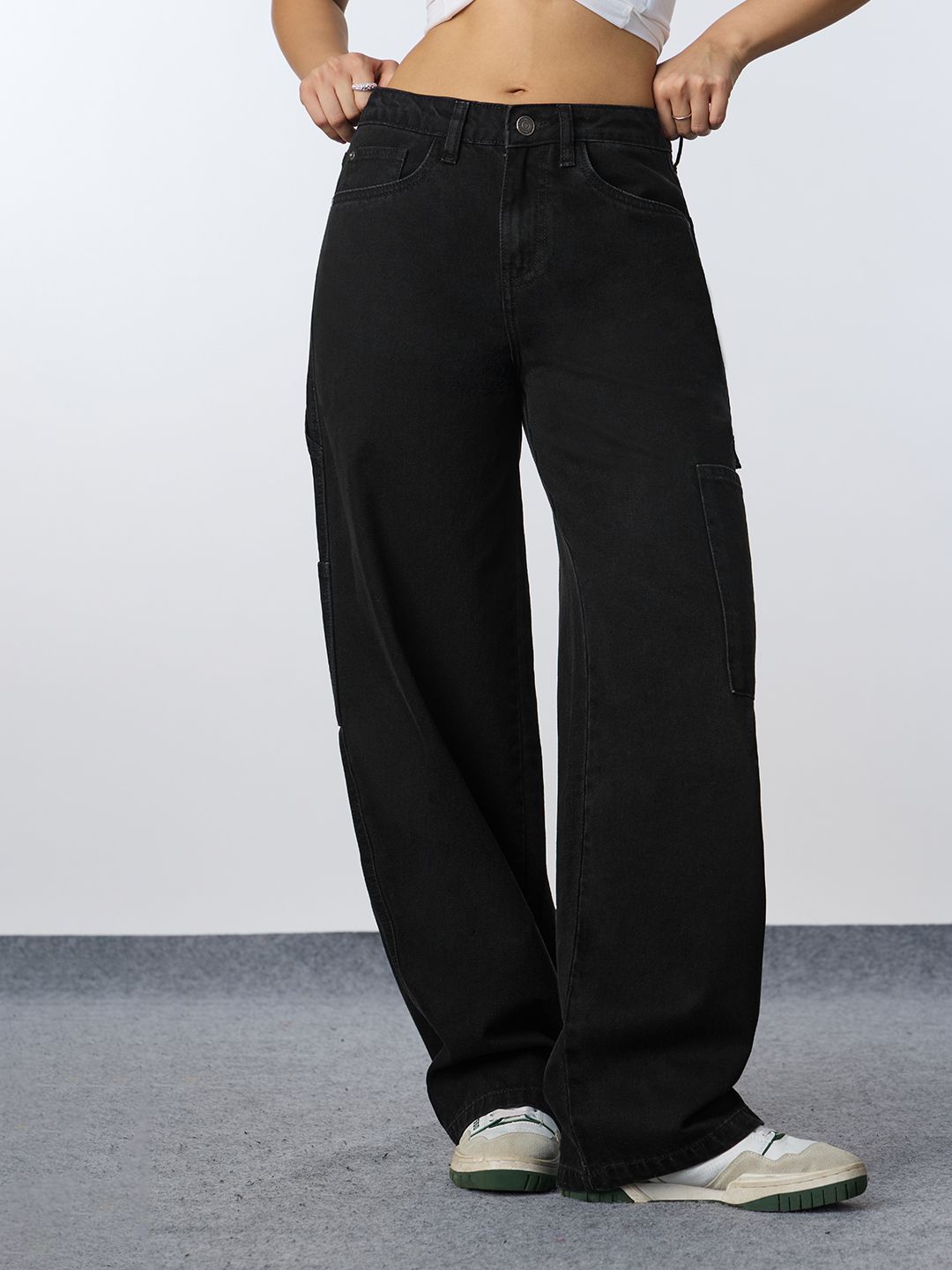 Carpenter Denim: Charcoal Drift Women Baggy Denims