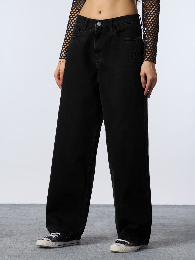 Souled Denim: Rich Black (Baggy Fit) Women Baggy Denims