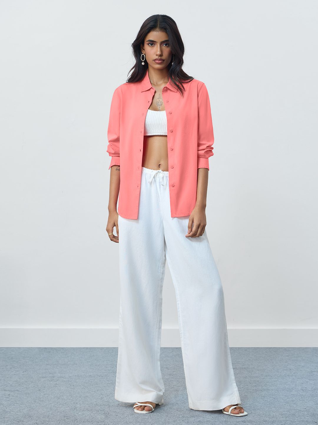 Back Tie-Up Shirt: Coral Women Regular Shirts