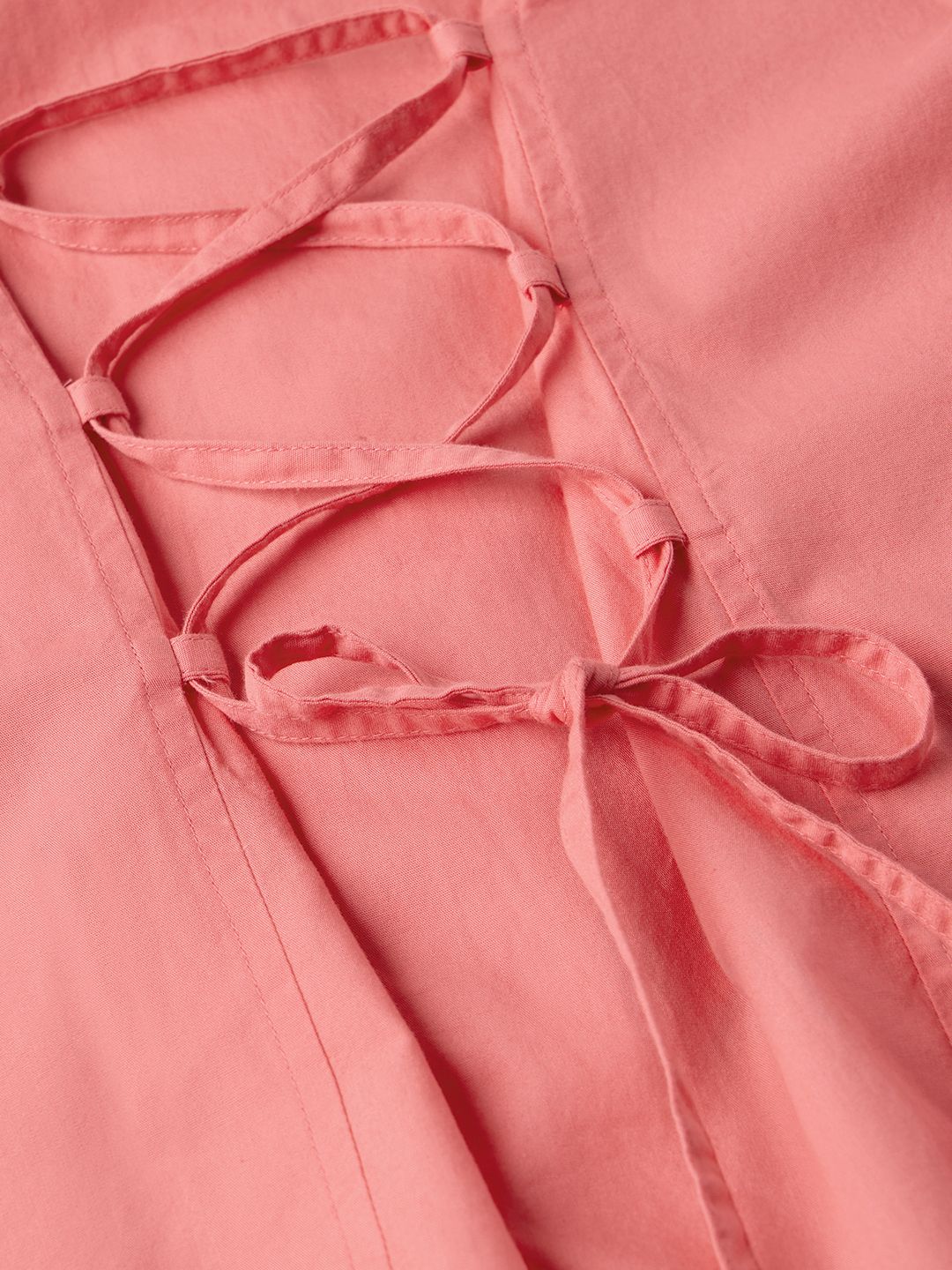 Back Tie-Up Shirt: Coral Women Regular Shirts