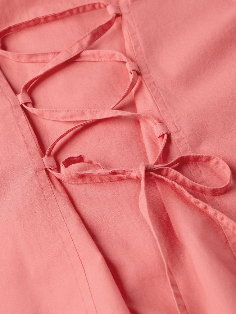 Back Tie-Up Shirt: Coral Women Regular Shirts