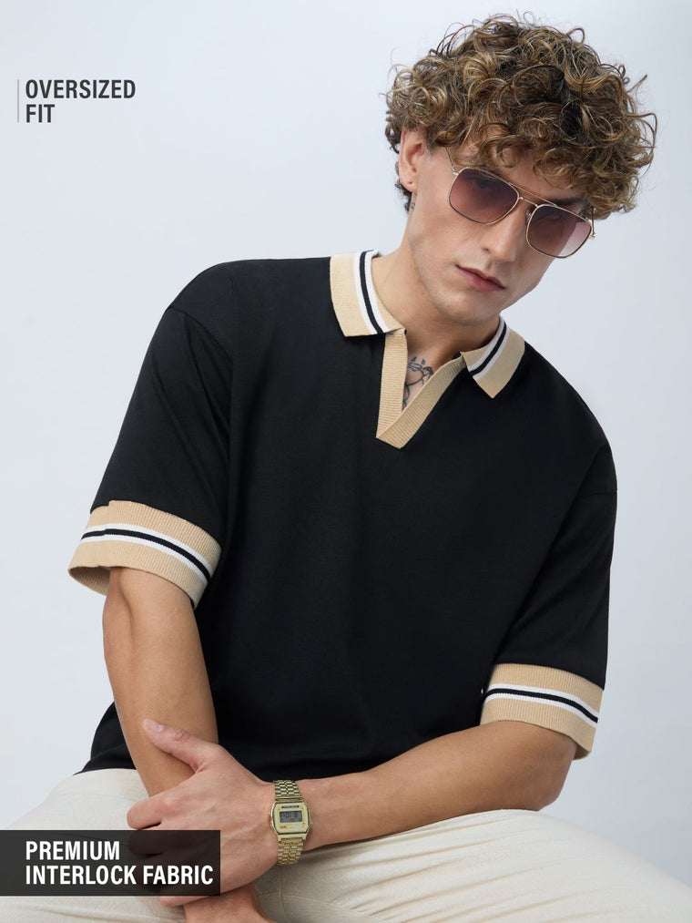 Oversized Polo: Rich Black Oversized Polos